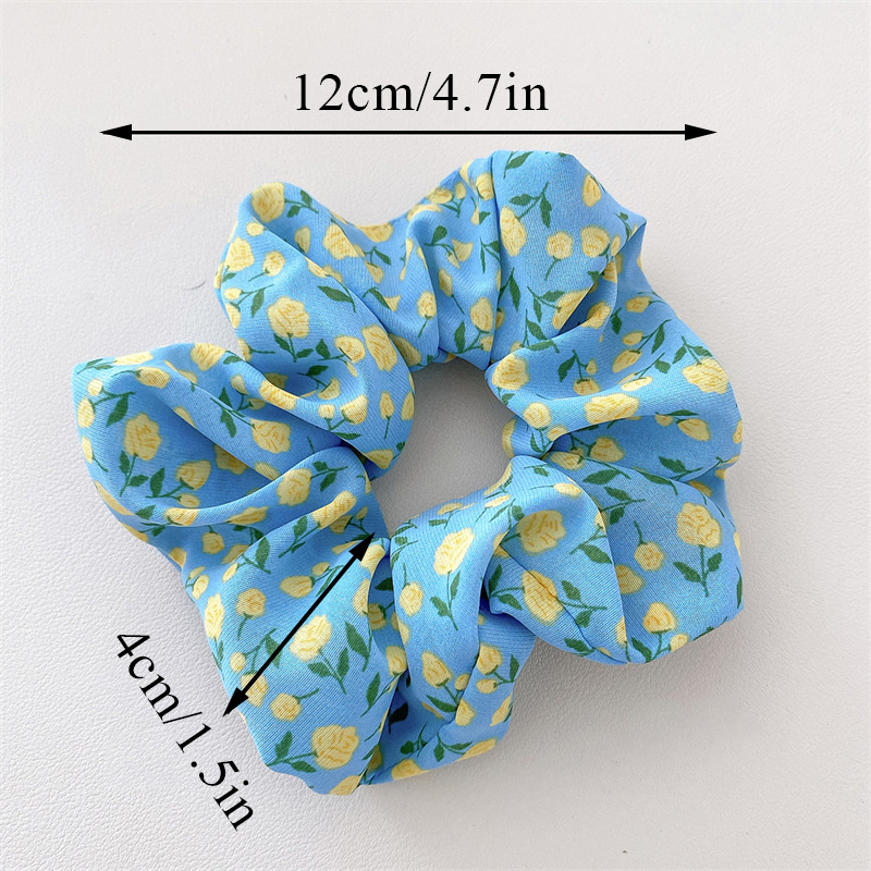 Scrunchies con estampado Floral coreano para mujeres y niñas, lazos para el cabello, diadema de rosa de tulipán, cuerda para el cabello, accesorios para el cabello, soporte para cola de caballo