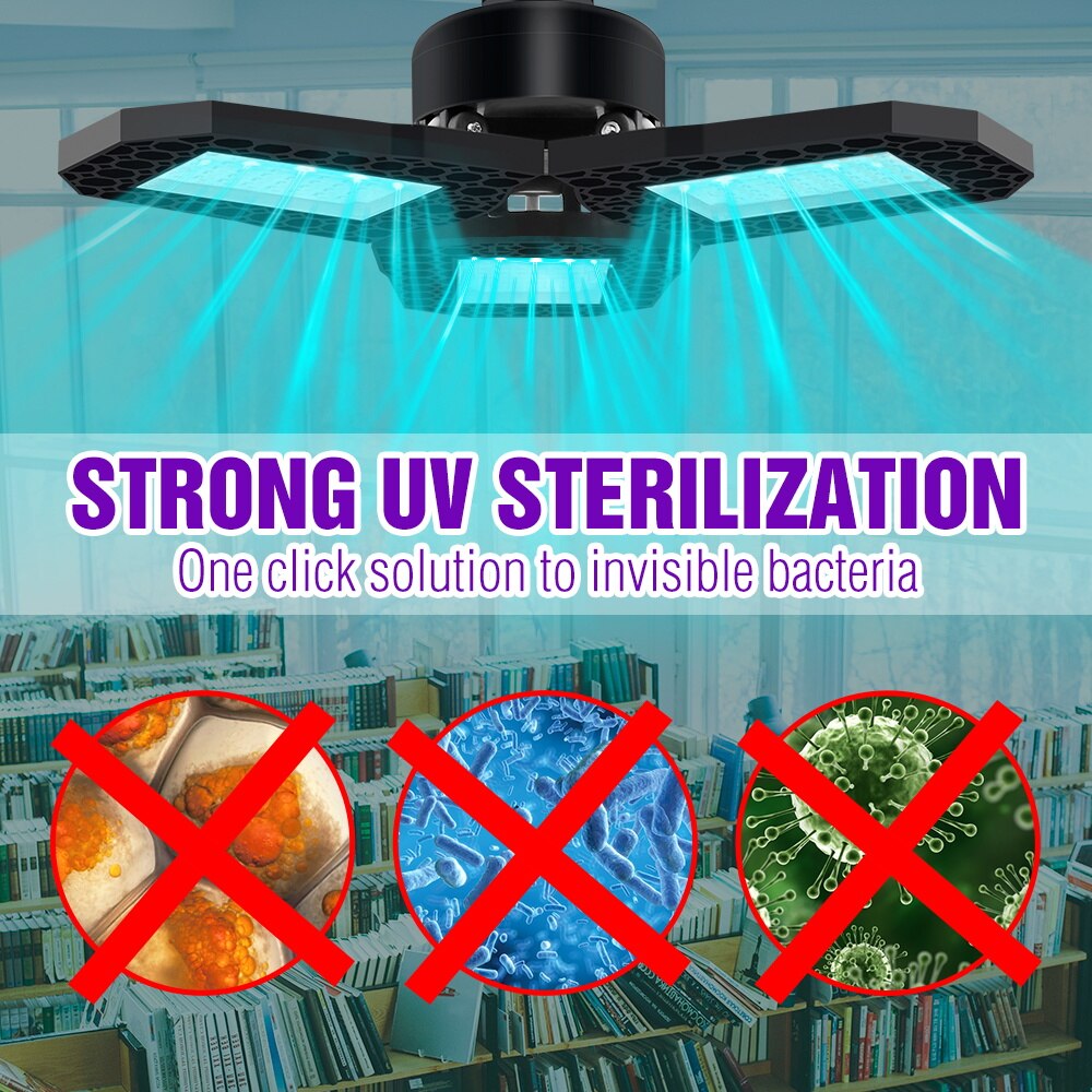 CanLing UV Germicidal Light LED Ultraviolet Lamp 220V LED UVC Sterilizer 40W 60W 80W Antibacterial lamp 110V Disinfect Bacterial