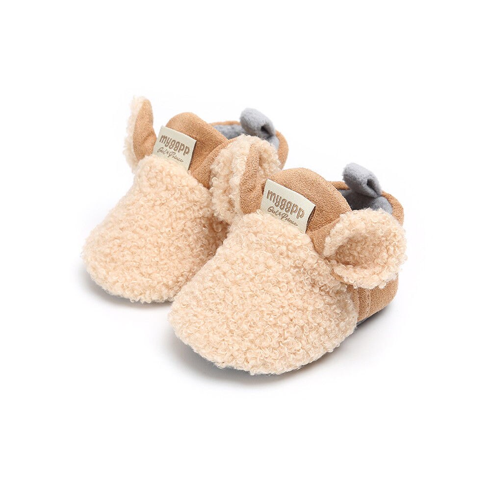 farfoot AU Toddler Girl snow Boots Shoes Newborn Baby Autumn Winter cotton Warm Soft Sole Plush Prewalker: Khaki / 7-12 Months