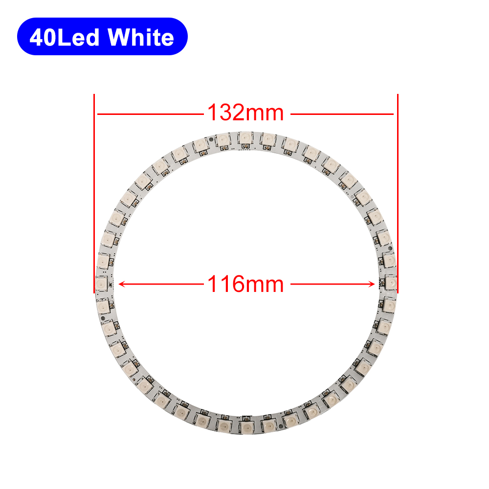 DC5V WS2812B DIY anillo Led direccionable individualmente WS2812 IC incorporado 5050 RGB módulos redondos círculo Arduino luz 8 a 148 píxeles: Negro
