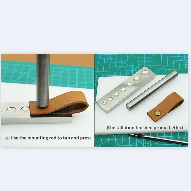 Double-sided Hit Nail Punch Rivet Punch Plane Mushroom Nail DIY Leather Carving Four-button Installation Tool