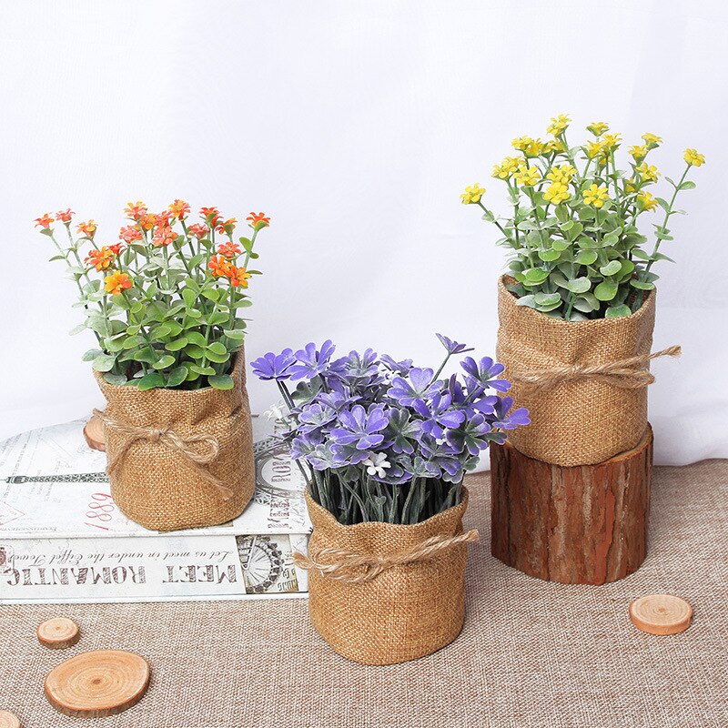 Amerikaanse pastorale stijl simulatie bloemen linnen kleine vaas decoratie knutselen simulatie bloemen vaas