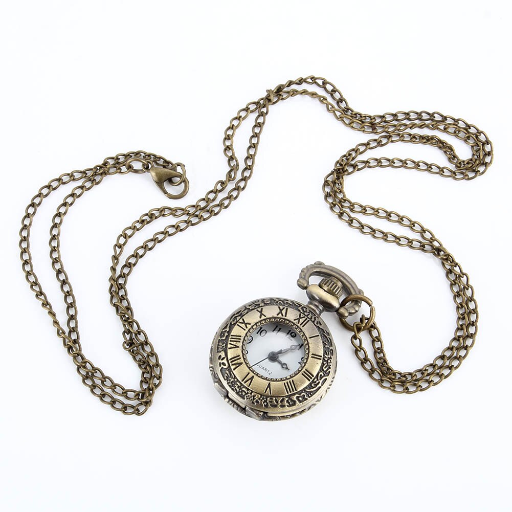 Reloj de bolsillo Vintage , reloj de aleación con número romano, pantalla de doble hora, collar, cadena, relojes, de cumpleaños LL @ 17