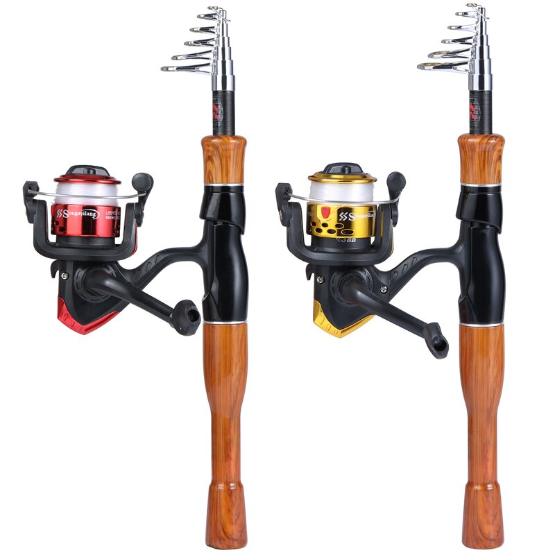 Sougayilang spinning fiske combo 1.6m kolfiber spinnspö och 5.2:1 höghastighets spinning fiskerullar fiske kit pesca