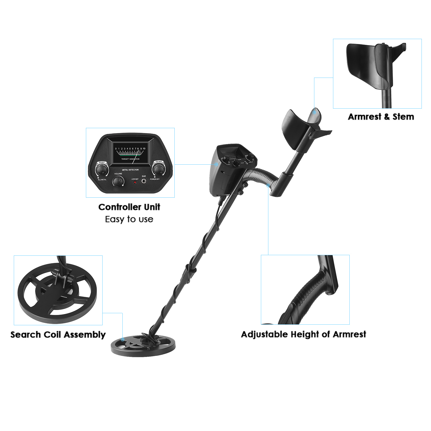 KKMOON GTX5030/MD 4030 Underground Wire Iron Metal Gold Detector Adjustable Tracker for Treasure Search Metal Detector