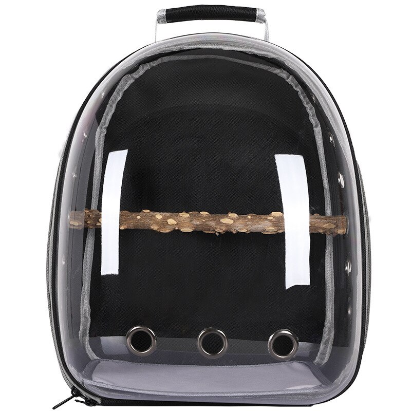Zaino da viaggio per pappagalli per animali domestici gabbia per uccelli trasparente grande scatola di trasporto per cabina portatile zaino grigio: Black