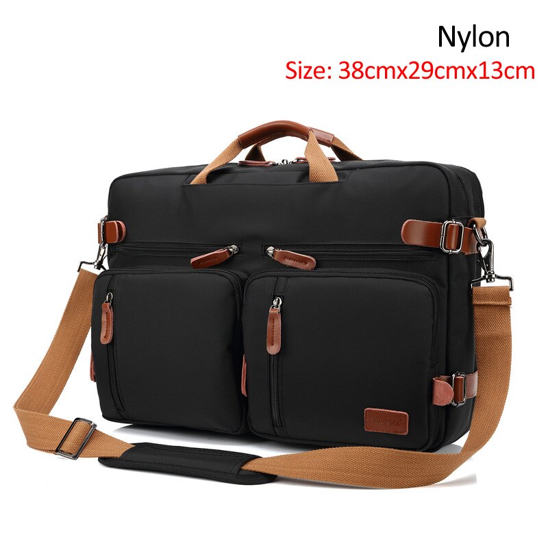 Men Canvas Briefcase Business Laptop Handbag Large Messenger Shoulder Bag Big Casual Male Tote Back Bags Travel Suitcase XA162ZC: Black nylon