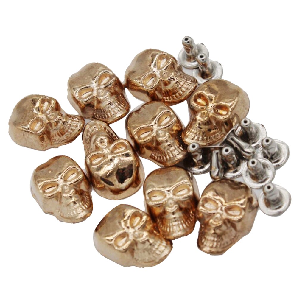 10 Sets de remaches de tachuelas de calavera Punk Rock picos zapatos bolsos DIY cuero artesanal 9x16mm