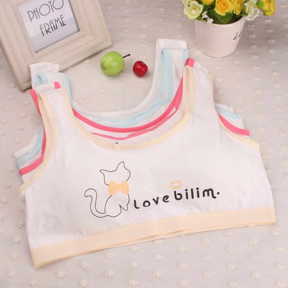 Kids Bra For Teenage Girls Cotton Children Girls Underwear Clothing Teen Sports Bra with Chest Pad Puberty Girl training Bra