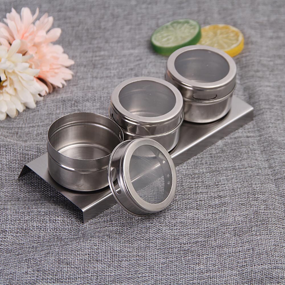 Pots à épices magnétiques en acier inoxydable, avec support mural, récipients d&#39;assaisonnement, outils de pulvérisation pour poivre: 3Pcs