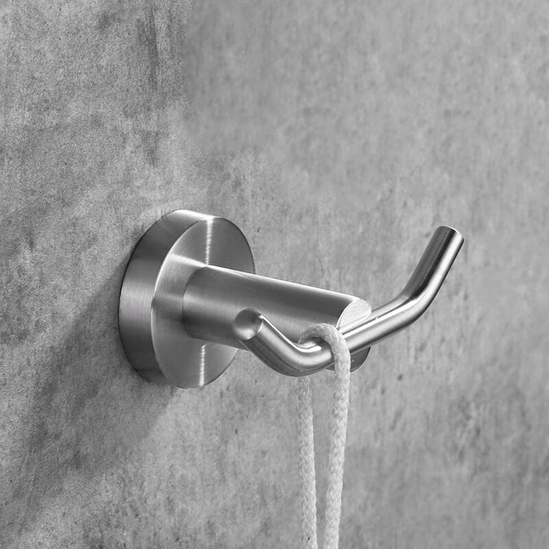 Double Robe Hook, 304 Stainless Steel Coat and Towel Hooks for Bathroom Wall Mounted, Brushed Nickel