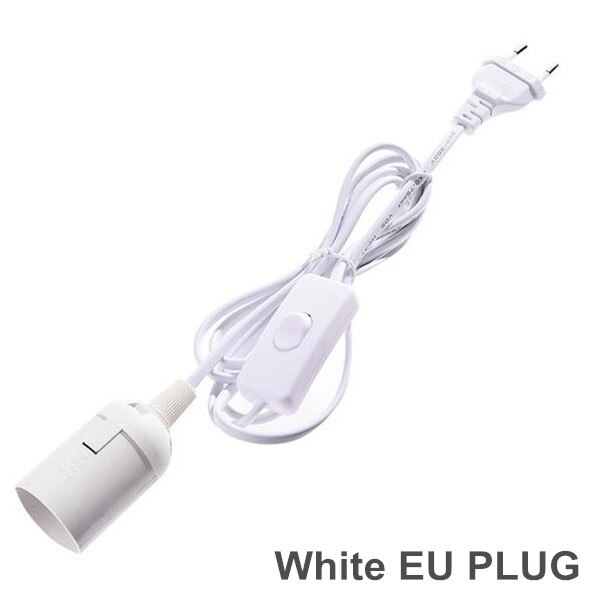 Enchufe de EE. UU., Cable de alimentación de 1,8 m, soporte de lámpara E27, Bases con interruptor, Cable para bombilla LED colgante, Conector de suspensión para lámpara colgante e27: White EU PLUG