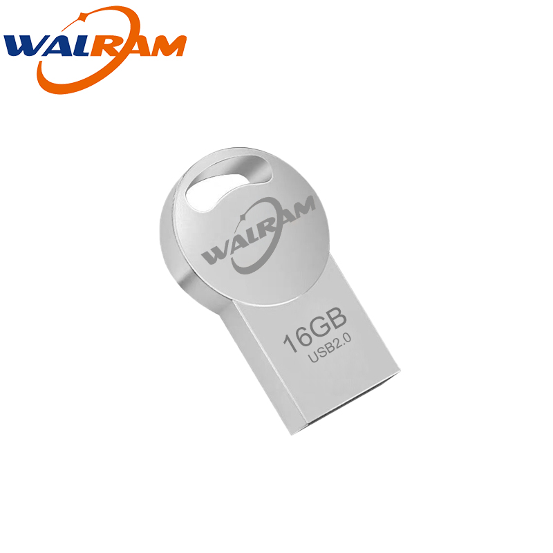 WALRAM USB Flash Drive 2.0 32GB 64GB 128GB waterproof silver U Stick Mini Pen Drive Metal Memory Stick Business
