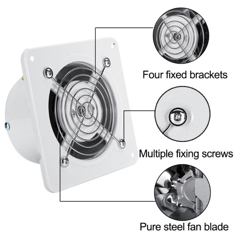 4\" Extractor Exhaust Fan Quiet Air Ventilation Fans 25W Wall Window Ventilator