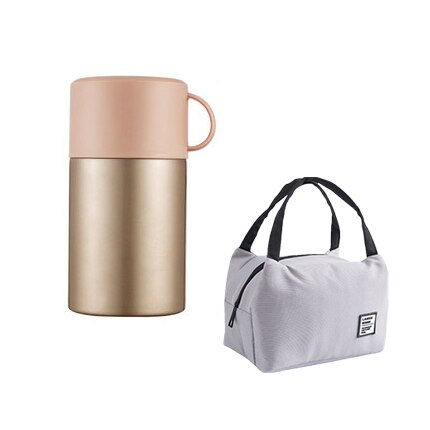 Portable Vacuum Lunch Box Keep Temperature Leakproof Stainless Steel Food Container Travel Camping Office School Kids Bento Box: Gold Sets