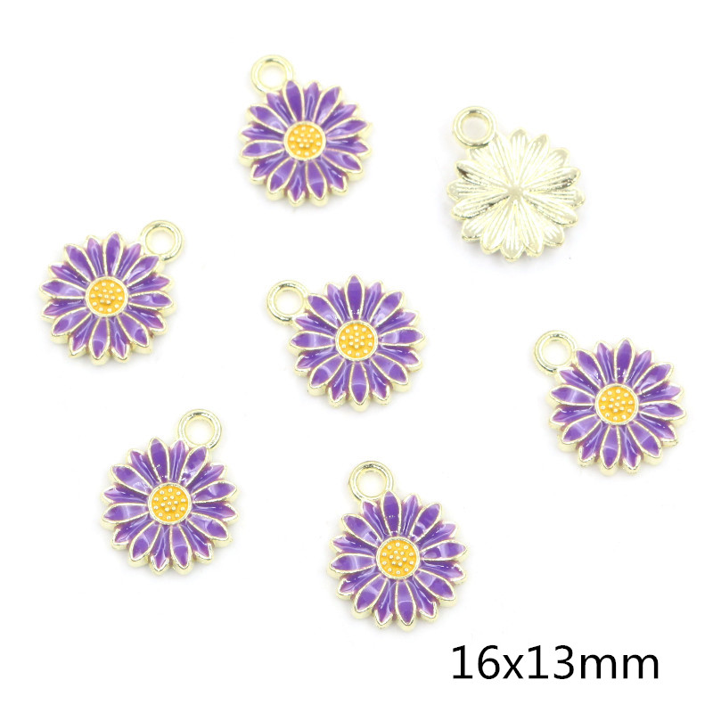 20Pcs 7-Kleuren Legering Metal Olie Colorblock Madeliefjes Charme Bloem Hanger Voor Diy Armband Ketting Sieraden Maken bevindingen: Titanium Plated