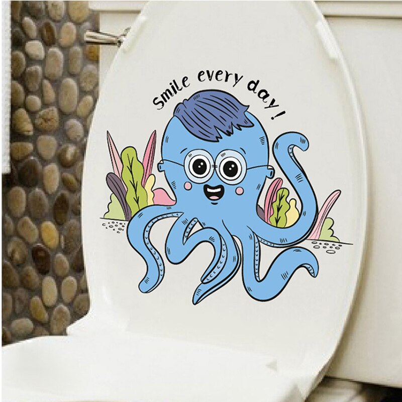 Cartoon wall sticker toilet cover sticker combination crocodile Octopus Clown Fish Wall Sticker children room fridge decoration