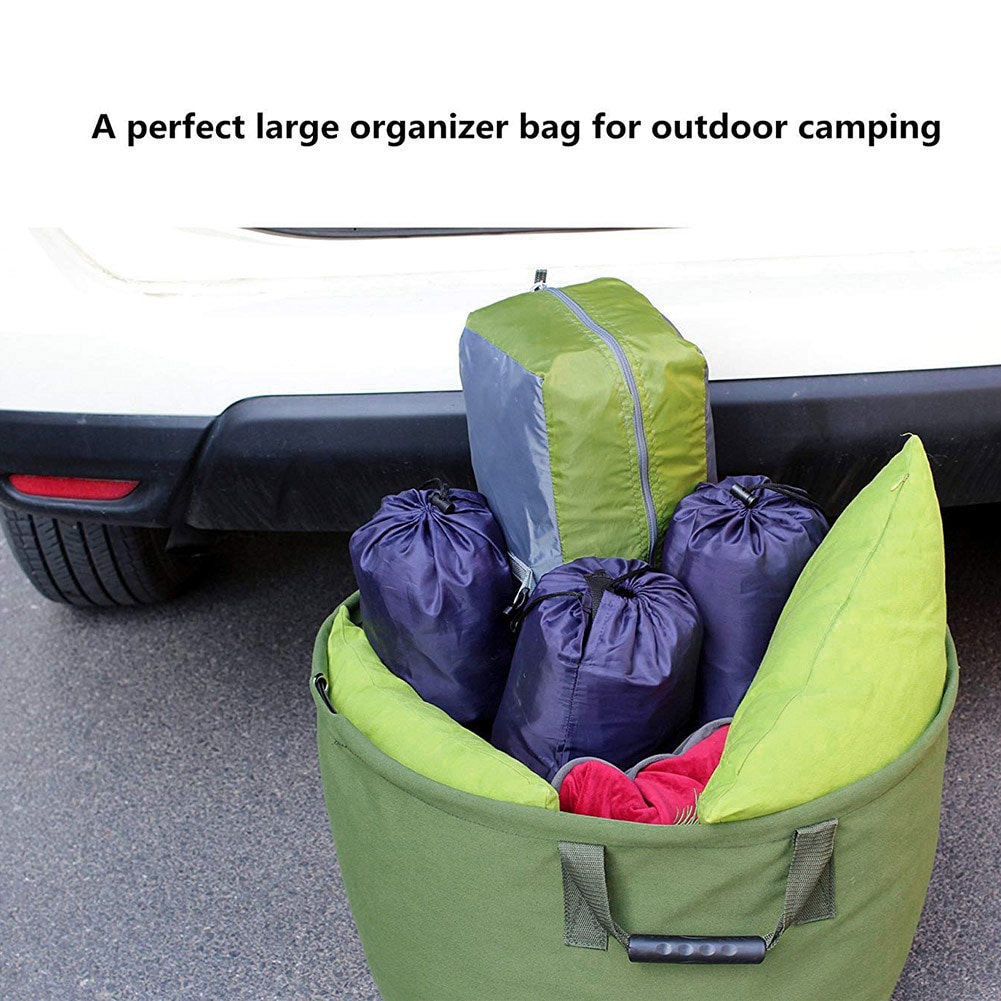 Portable Foldable Large Capacity Waste Bag Garden Leaves Waste Waterproof Canvas Camping Reusable Trash Storage Container
