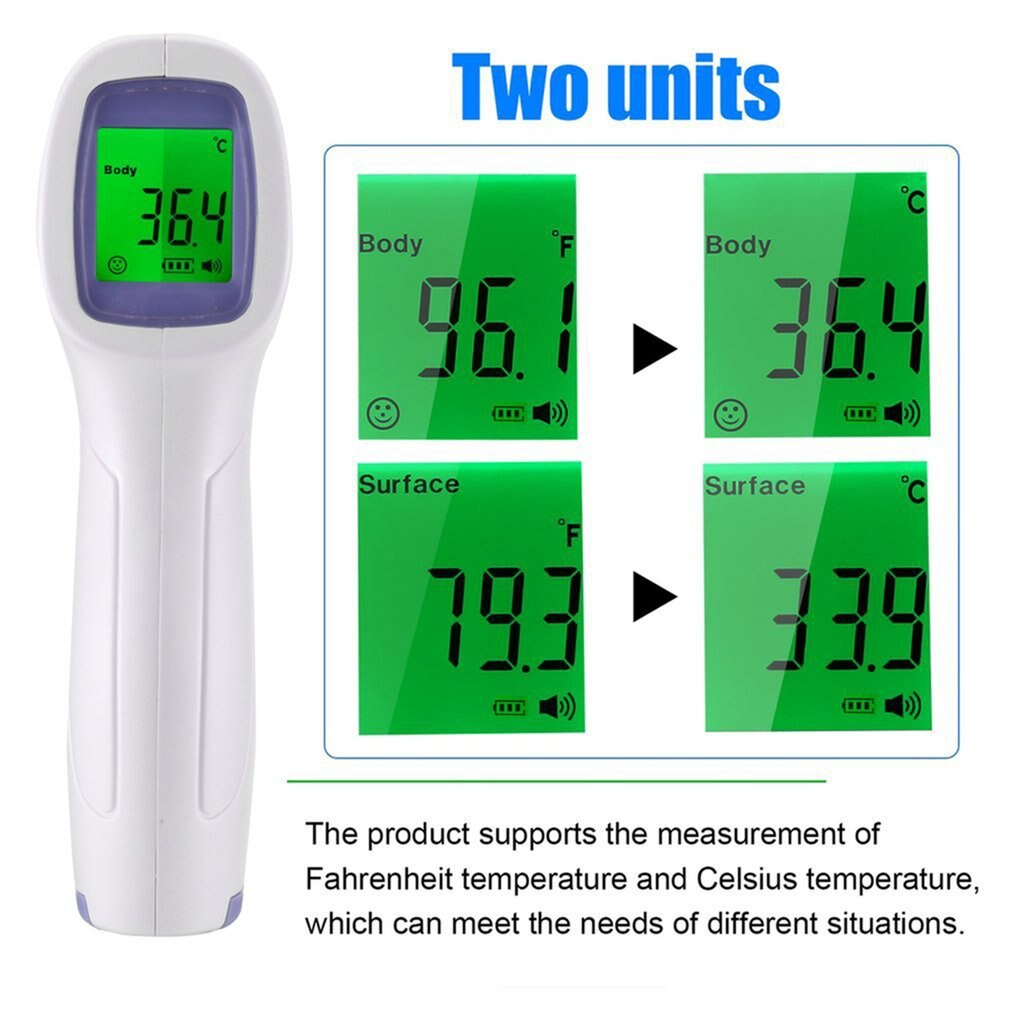 Drop shipping termômetro infravermelho sem contato digital testa termômetro + lcd backlight para adulto/crianças/bebê atacado