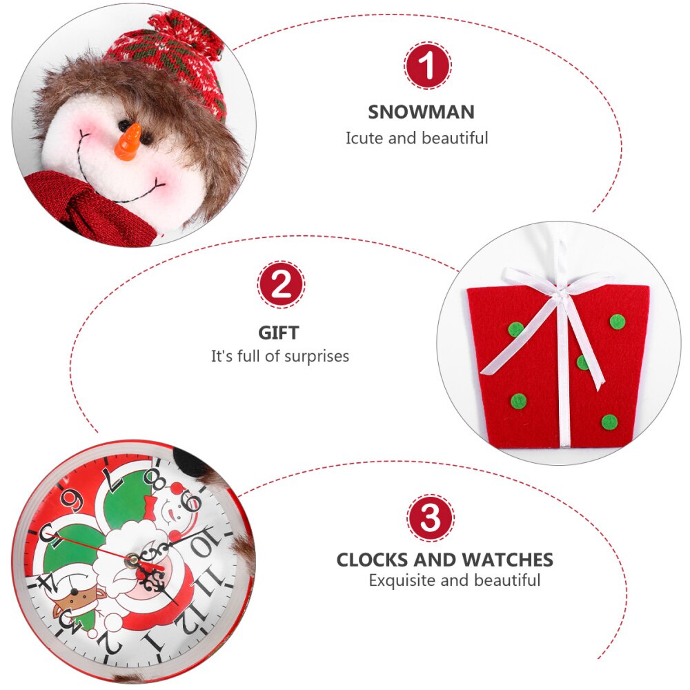 Tecknad snögubbe väggklocka xmas väggklocka väggklocka dekor julklocka utan batteri