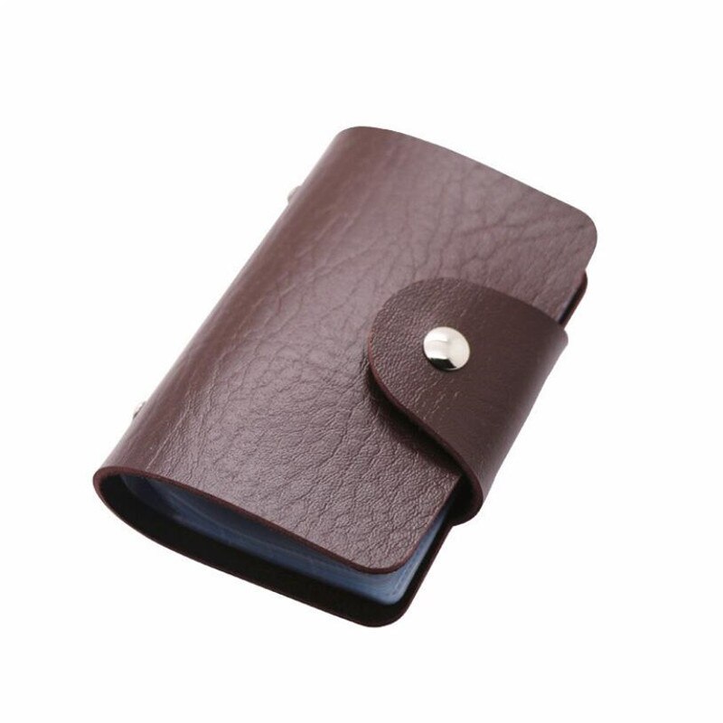 Pu Functie 24 Bits Credit Kaarthouder Effen Kleur Card Case Business Id Card Organizer Draagbare Mannen Vrouwen Portefeuilles Kaarthouder: COFFEE