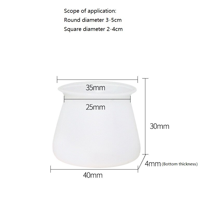 Silikone bord stol ben gulv fødder cap cover beskytter anti-skrid forhindrer ridser fødder beskytter puder fod beskyttelse covers: 4 gennemsigtige runde