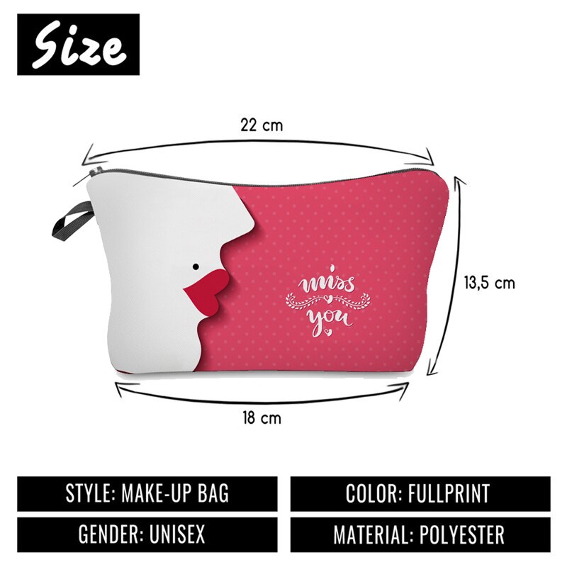 Jom tokoy kosmetisk organizer taske make up miss you varmeoverførsel print kosmetik taske dame mærke makeup taske