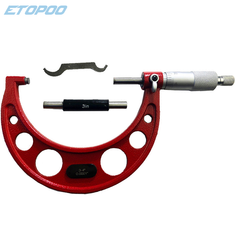 0.0001" 3-4" Outside Micrometer Measuring Device Mechanical Gauges Micrometer Precision Tools
