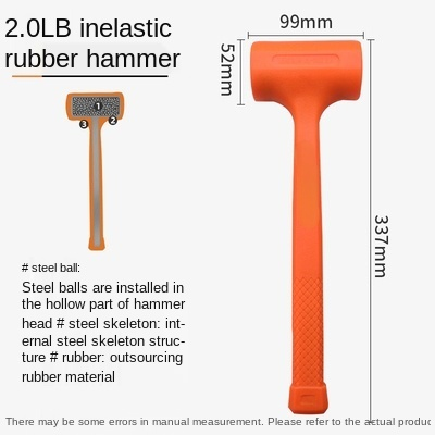 Martillo de goma no elástico de 4.0LB, herramienta de decoración especial multifuncional para pegar baldosas de suelo de madera, 2.5LB 3.0LB: 2.0LB