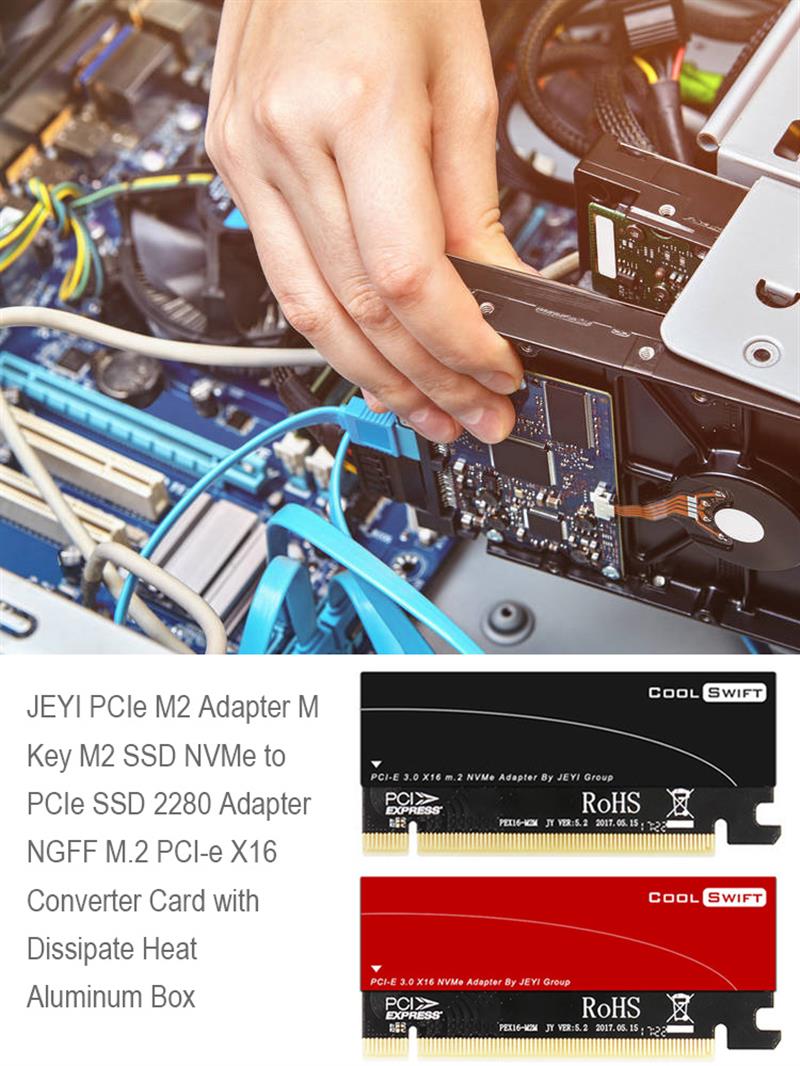 Jeyi Pcie M2 Adapter M Sleutel M2 Ssd Nvme Naar Pcie Ssd 2280 Adapter Ngff M.2 Pci-E X16 Converter Kaart met Warmte Doos