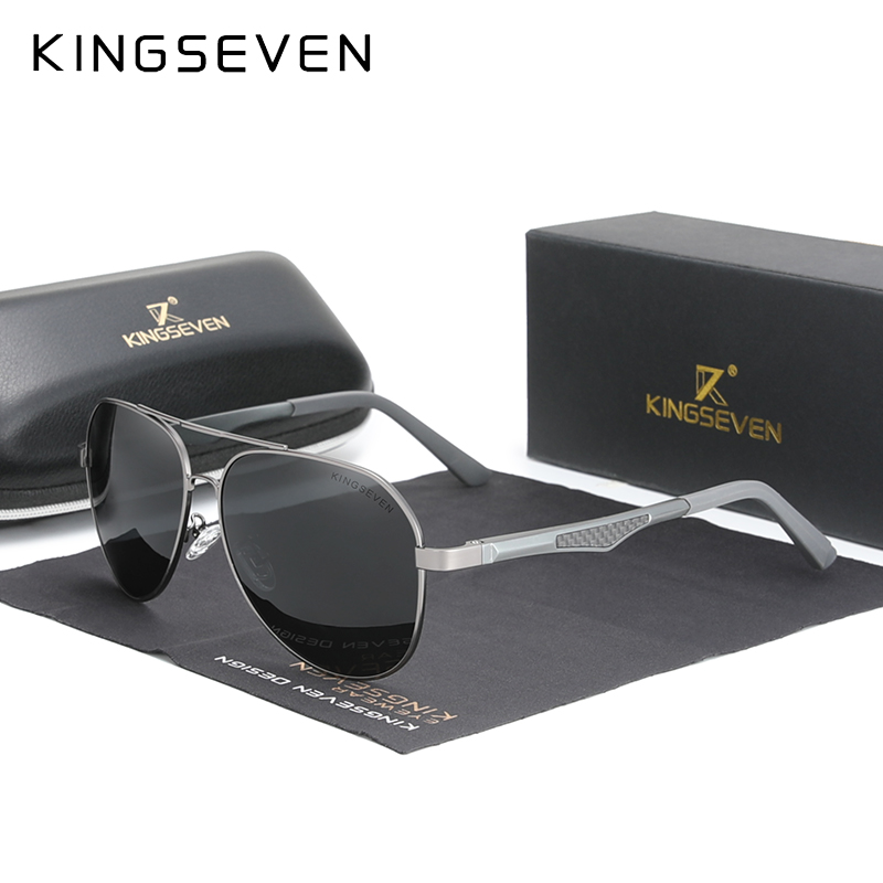 KINGSEVEN Driving Men's Polarized Sunglasses Aluminum Temples Aviator Sun Glasses For Men UV400 Anti-Glare Retro Eyewear