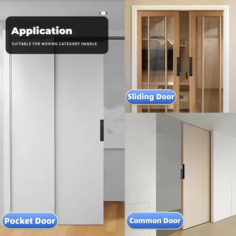 40 / 45mm- fack trädörr osynligt inbäddat handtag skjutdörr dolt svart handtag