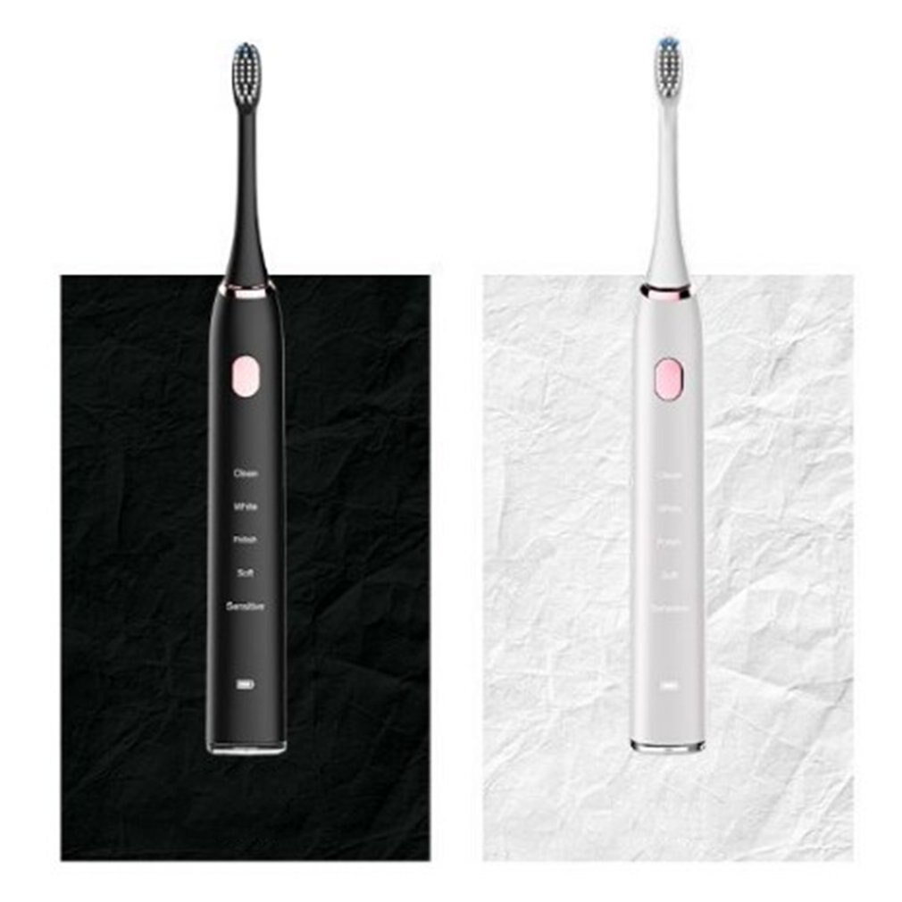 Electric Toothbrush with 5 Optional Modes 2 Replacement Heads Rechargeable Toothbrushes: White