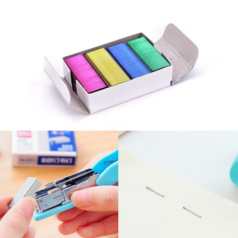 1Pack 10mm Colorful Stainless Steel Staples Office Binding Supplies