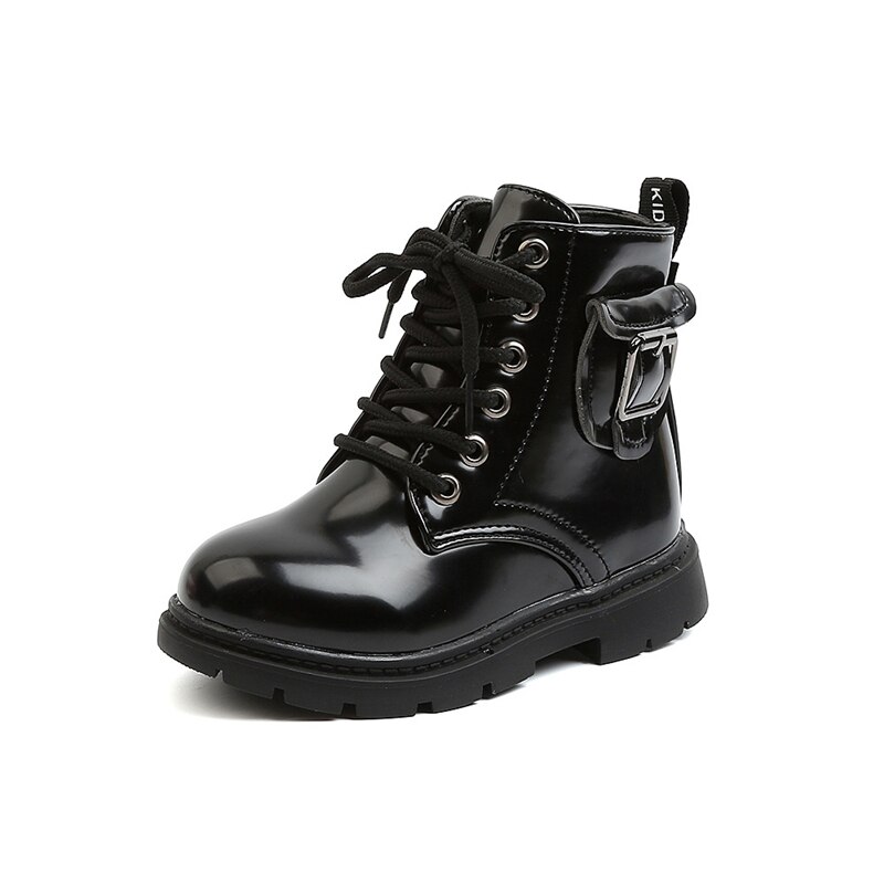 2022 Fshion Children Martin Boots Ankle Lace-up British style Motorcycle Boots Boys Girls Kids Shoes 01B: 641 Black / 28