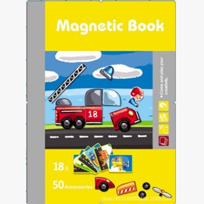 Wooden Magnetic Puzzle Board - Face Changing Expression Game - Educational Toy for Kids: Red