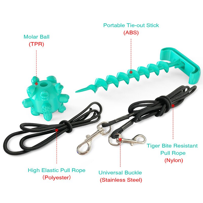 Enjeux de formation Portable chien laisse Pile cravate bâton chien mâcher jouet élasticité chien chaîne pour Camping en plein air arrière-cour laisse pour animaux de compagnie