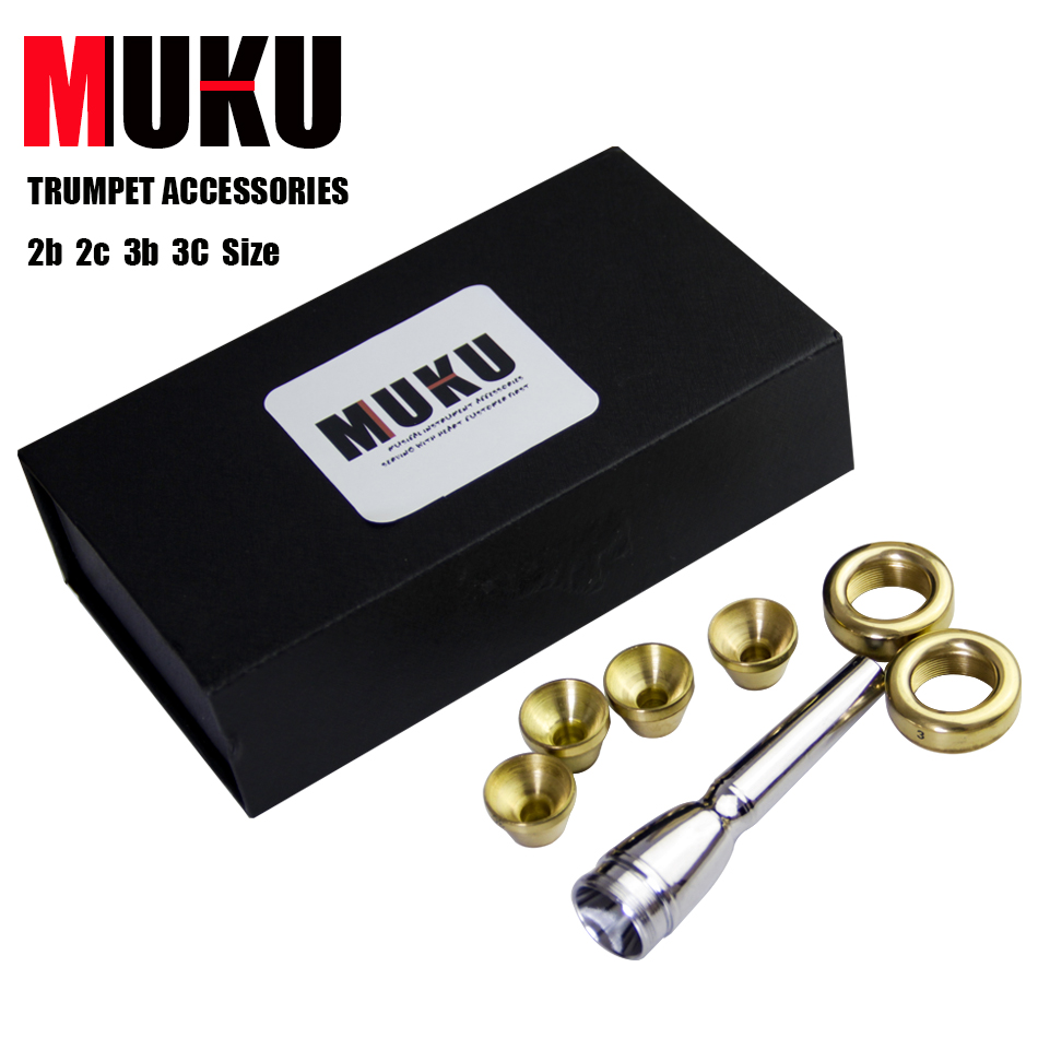 Accesorios de trompeta MUKU 1-1 2c 3c 2b 3b tamaño boquilla de trompeta cobre dorado 1 Juego con caja accesorios para instrumentos musicales