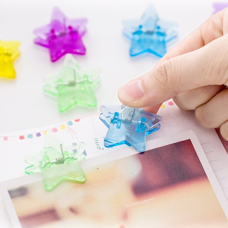 10 stk søte stjerneklemmer plastfil kvitteringsholder kawaii stasjonær papeleria papir dokumentperm klips brev foto grep klemme
