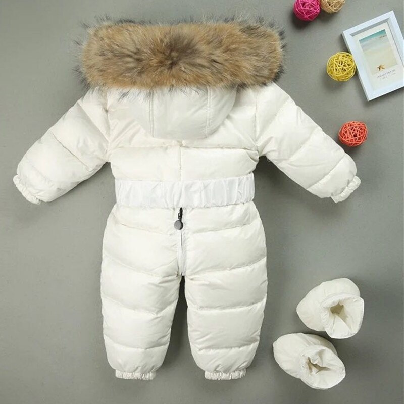 -30 russisk vintersnødress gutt babyjakke 90%  andedun utendørs spedbarnsklær jenter klatring for gutter barn jumpsuit: Hvit / 18m