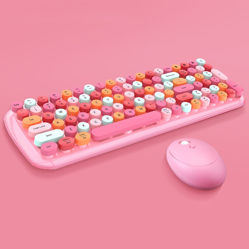 Bluetooth-compatible Keyboard Mouse For Mackbook Laptop PC Gamer Wireless Gaming Keyboard Mouse Combo For Phone iPad Tablet: Pink with mose