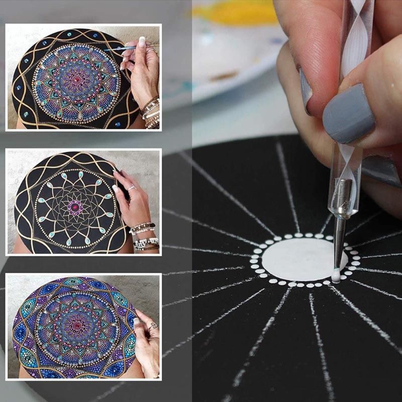 31pcs/set Mandala Dotting Pen Handwork Tool Painting with Stencils Diamond Tray