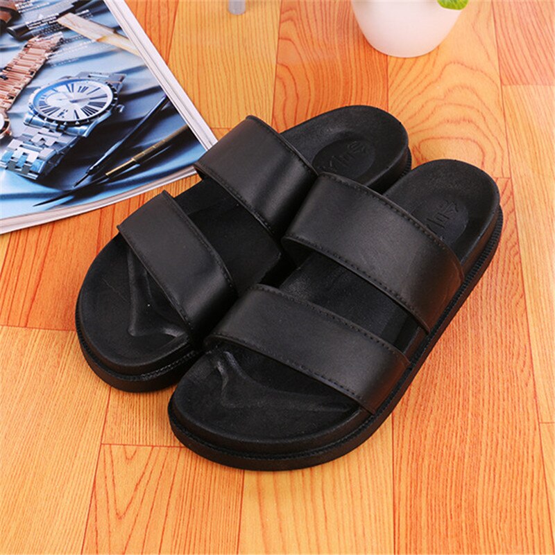 Homens sapatos chinelos mulher casa interior chinelos de praia ao ar livre flip flops plana sapatos verão slides pantoufle homme: black / 40