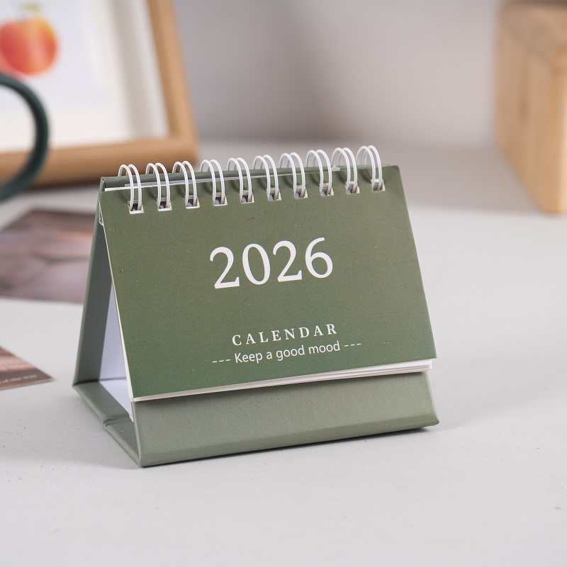 Simple Style English Mini Desk Calendar Desktop Display Portable Calendar Desktop Decoration Handmade Diary: Light Grey