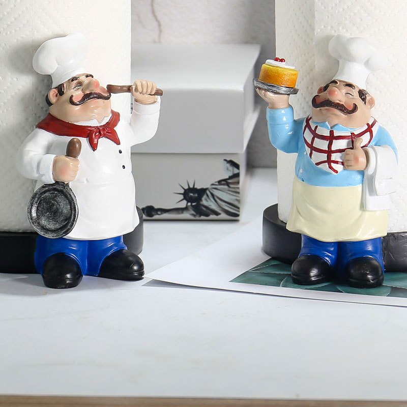 Hars chef-kok beeldjes met dubbele laag keukenpapier houder banketbakkerij restaurant keuken knutselen huisdecoratie kunst ornament