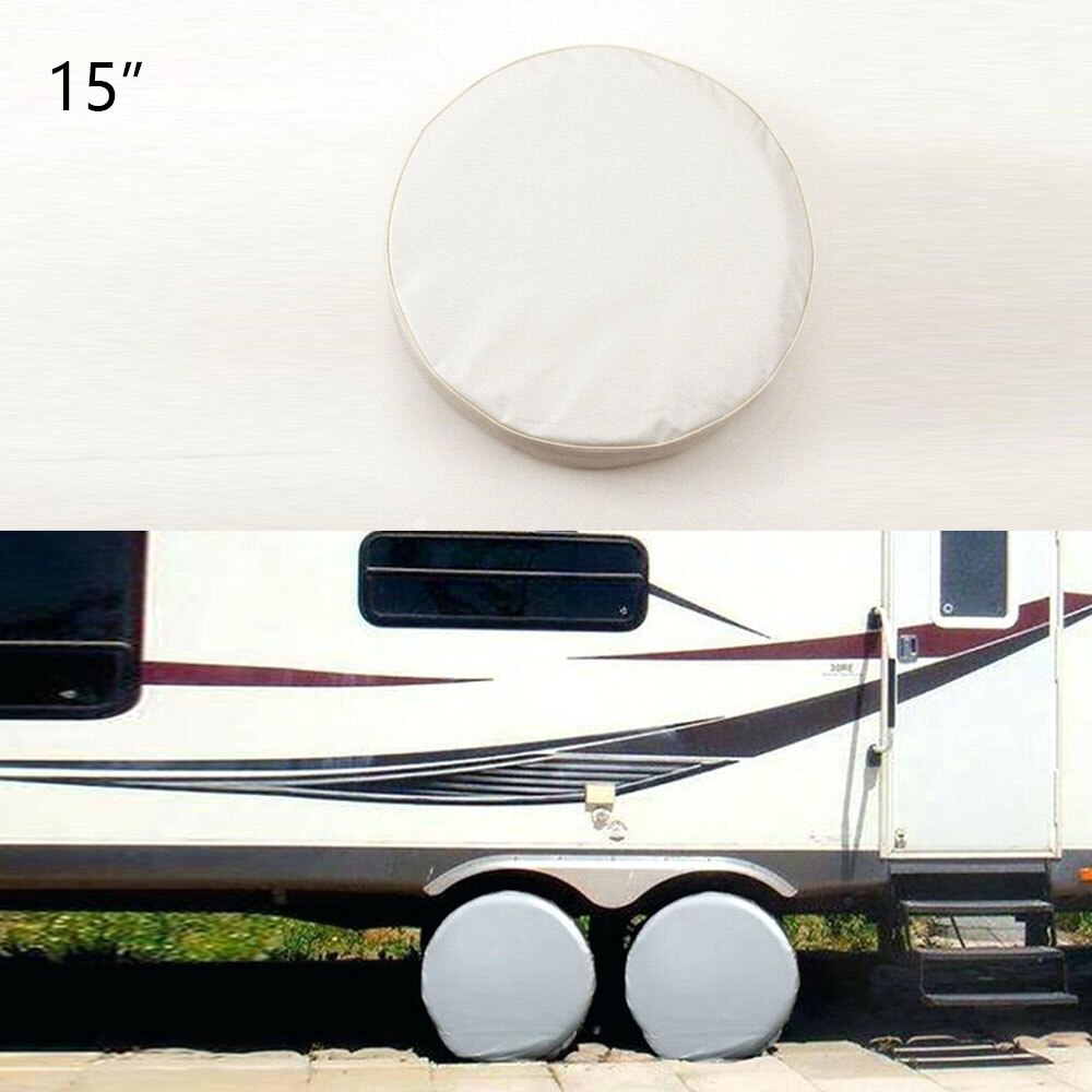 Universal Wheel Tire Cover White for 15" Spare Wheel Tire Heavy Duty Vinyl
