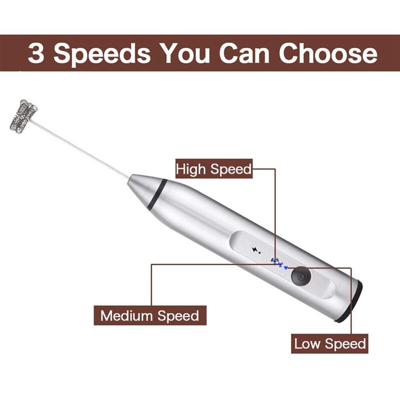 USB elektryczny spieniacz mleka ręczny ekspres robić kawy z 2 stal nierdzewna stalowa sprężyna Eggbeater potężny elektryczny spieniacz mleka