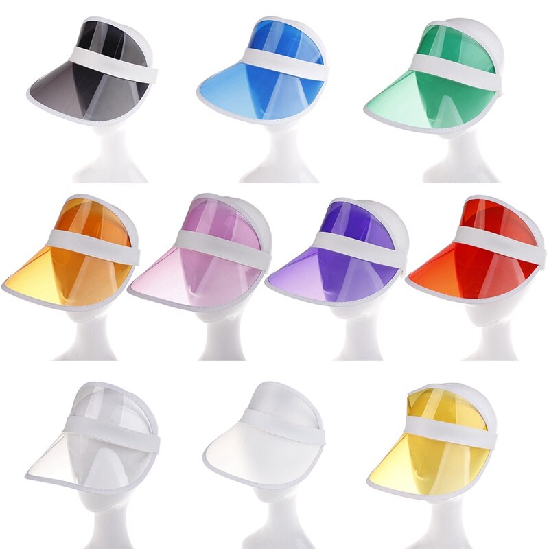 proprietà in PVC Trasparente Visiera Del Cappello Del suola Del Partito casuale Cappello di Plastica Trasparente Adulto Protezione Solare cap Visiere Degli Uomini Delle Donne tutto'aperto Del Cappello Della signora cap