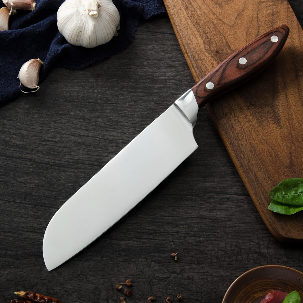 DAMASK Japan Stainless Steel Chef Knife 8 inch Sharp Blade Rivet Wood Handle Cooking Knives 3Cr13mov Steel Kitchen Knives Set