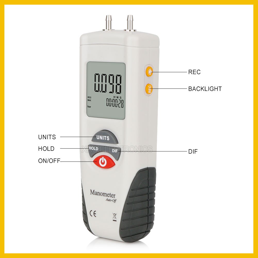 RZ Digital Manometer luftdruck Meter Tragbare Manometer Bausatz 55H2O zu + 55H2O Daten Halten medidor presion HT-1890